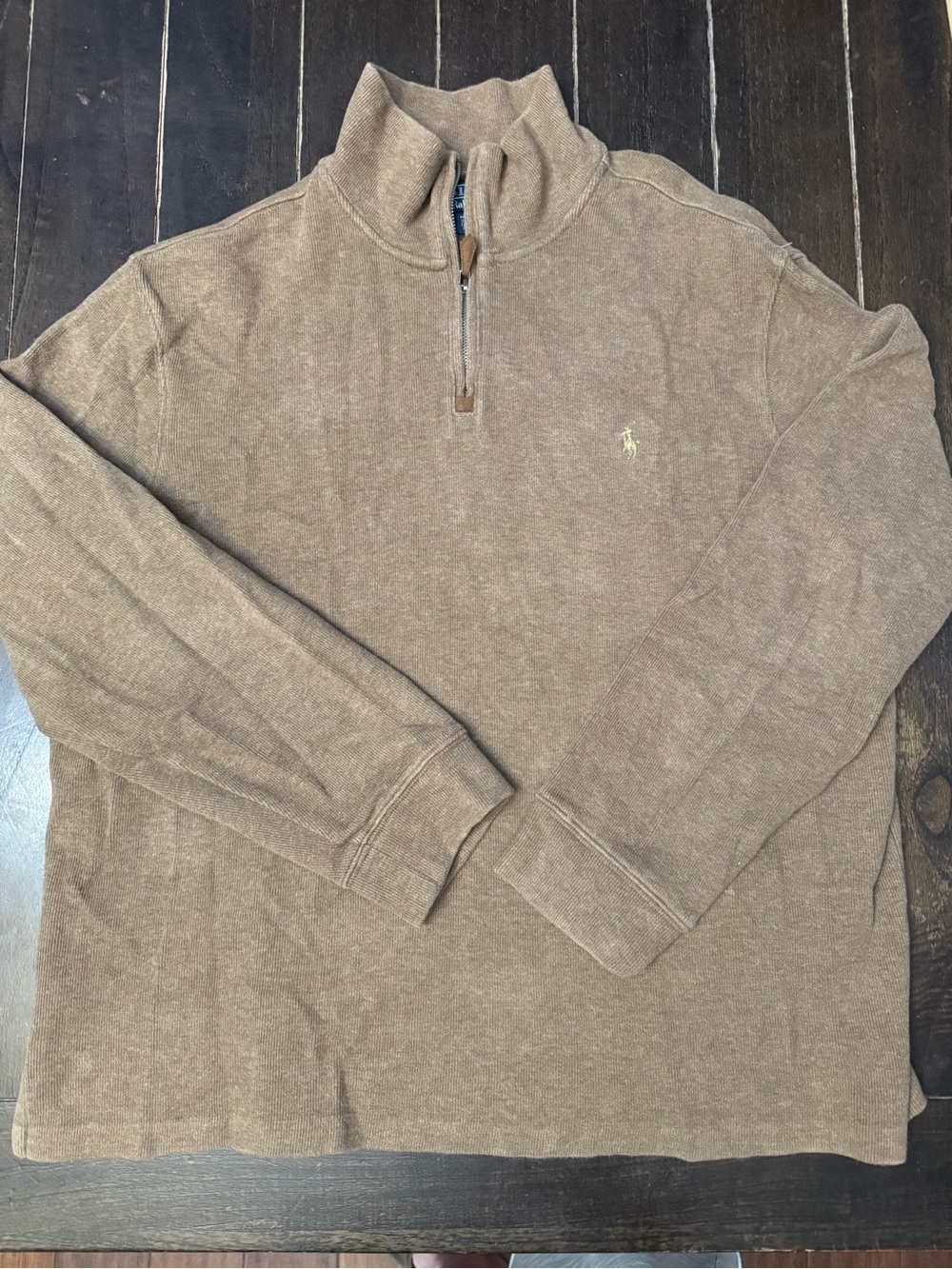 Polo Ralph Lauren Quarter Zip Sweater XL Brown Cotton Mock Neck Pullover
